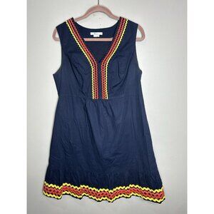 Boden Easy Rickrack Dress Size 12 Navy Sleeveless Career Church Retro Preppy